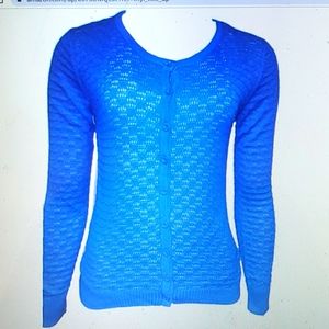 Miss SaSa Button Down Cardigan New blue Sheer